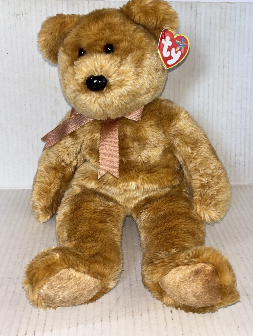 NEW Ty Lrg Plush Beanie Buddy-CASHEW Bear (15 Inch) MWMT Stuffed Animal Toy Gift
